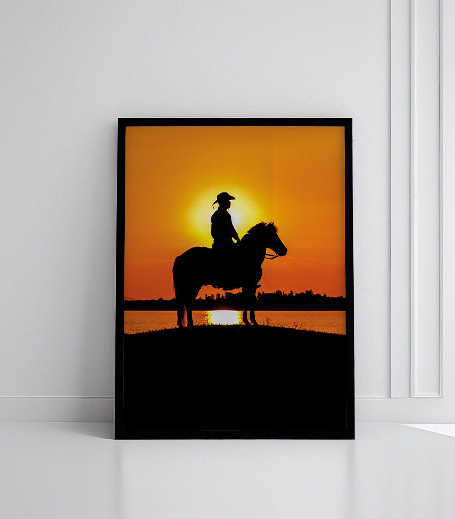Tableau Décoratif  Cavalier au Coucher de Soleil
