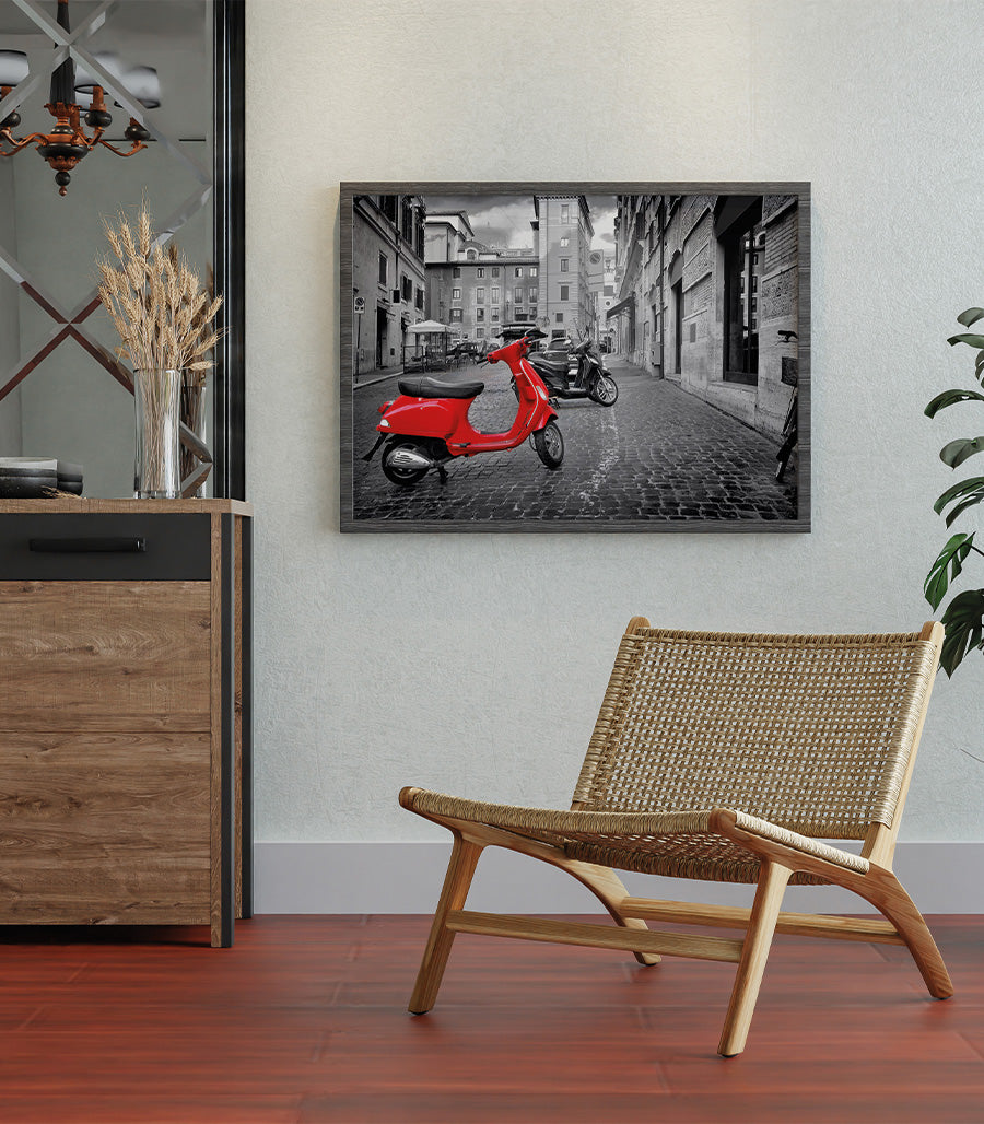 Tableau Vespa Rouge dans une Rue Italienne