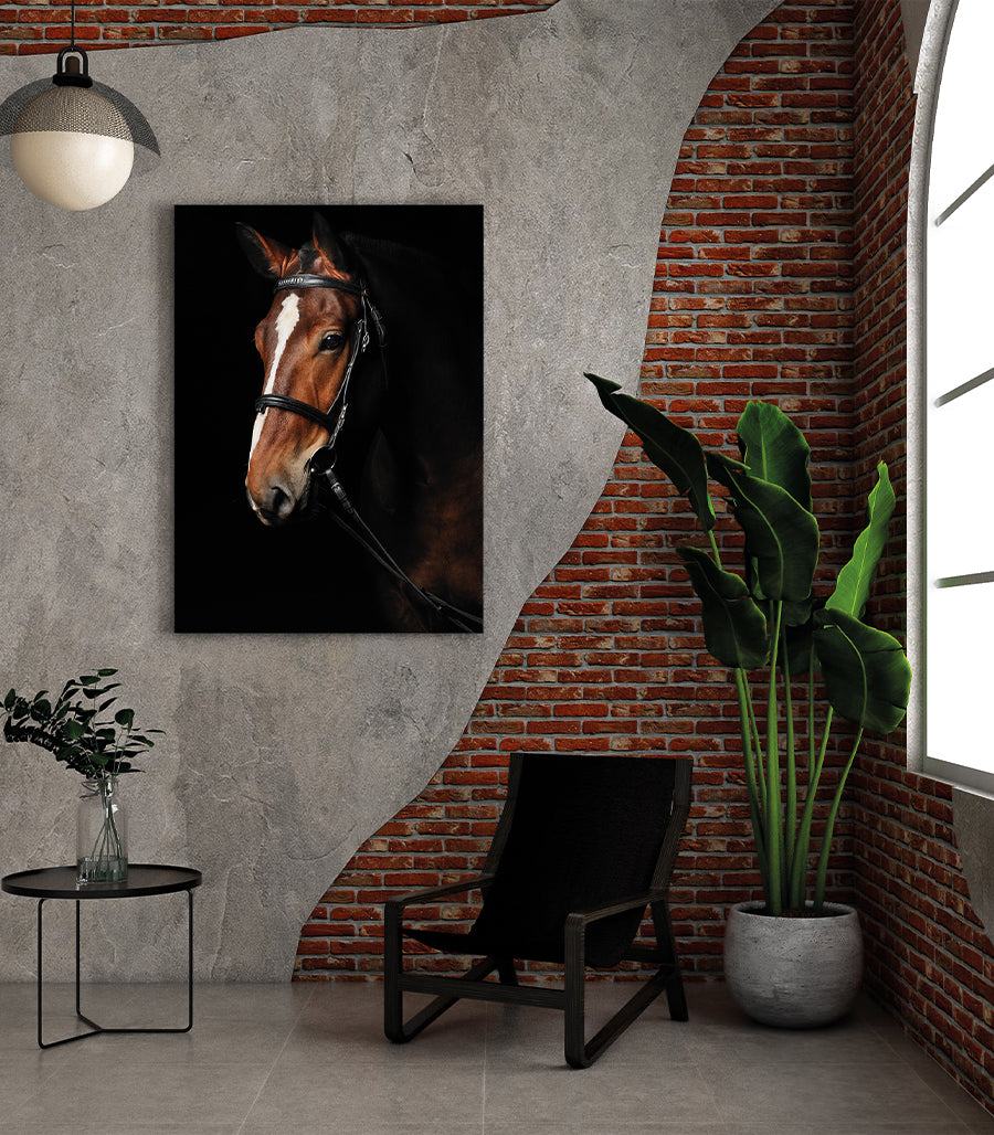 Tableau Décoratif  Portrait Équestre en Noir