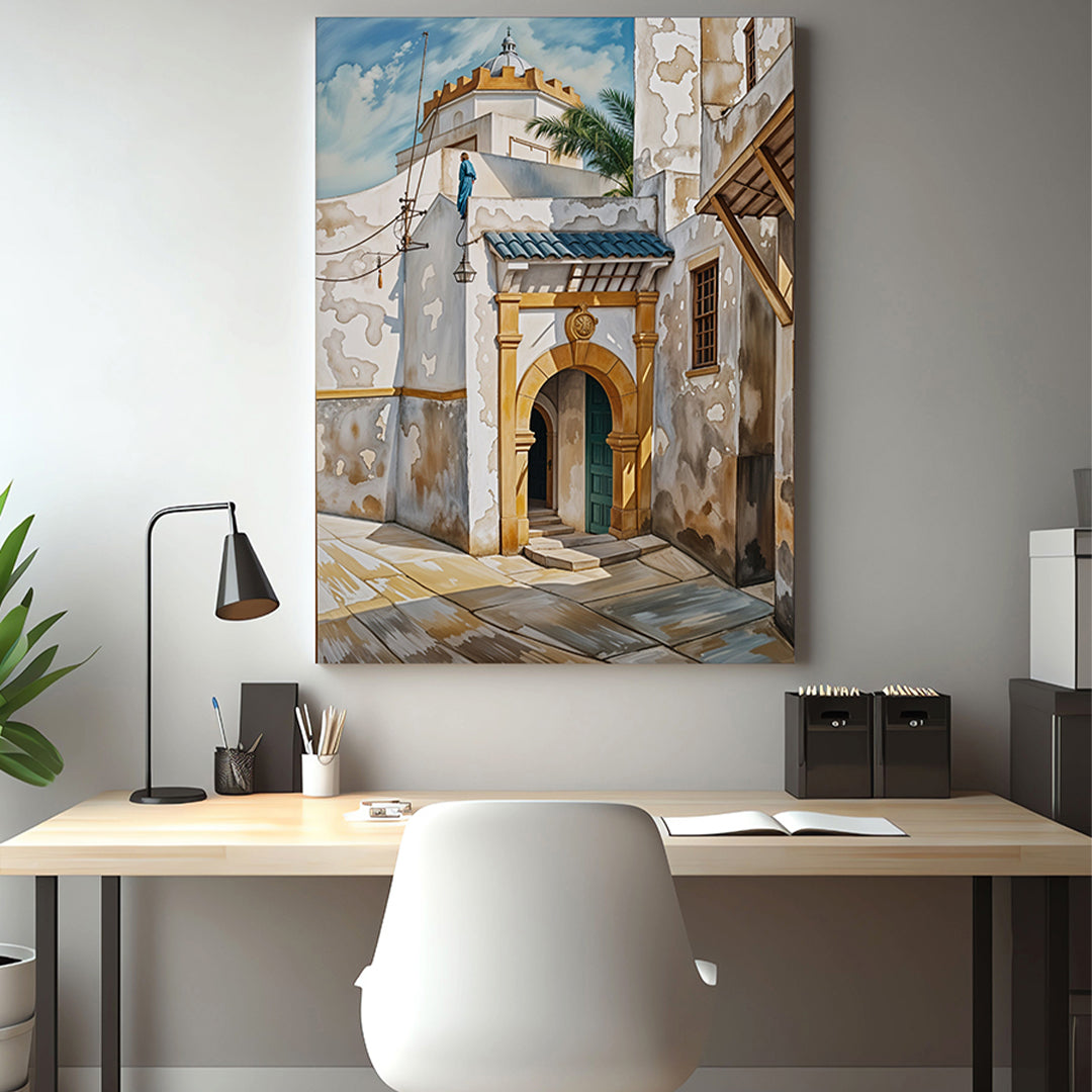 Tableau Décoratif Marocain - Lumière et Ombres à Essaouira