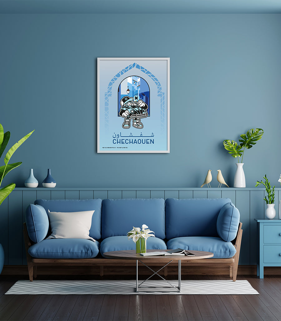 Tableau Décoratif Marocain - "Chechaouen en Couleurs"