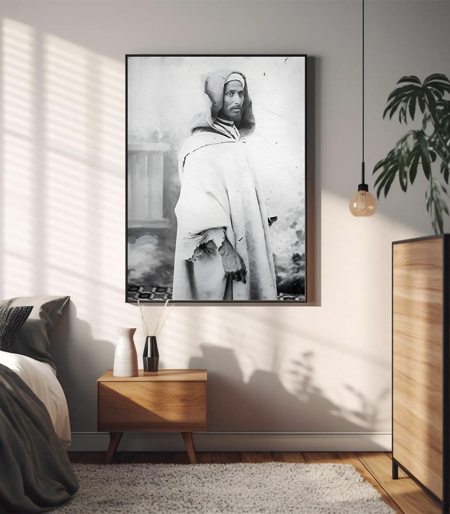 Tableau décoratif 'Mémoire Marocaine en Noir et Blanc'