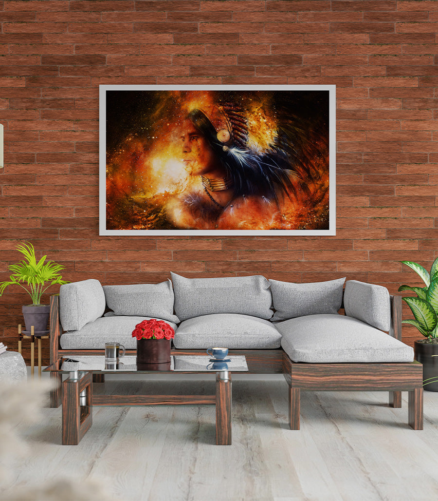 Tableau Décoratif Holistique Guerrier des Étoiles - Design 3D en Impression sur Velours