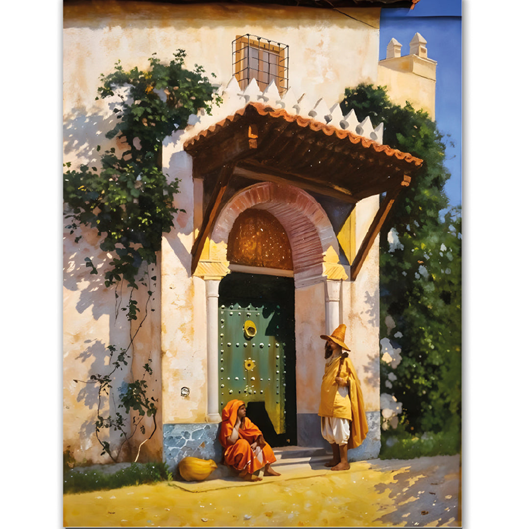 Tableau Décoratif Marocain - Conversation au Seuil