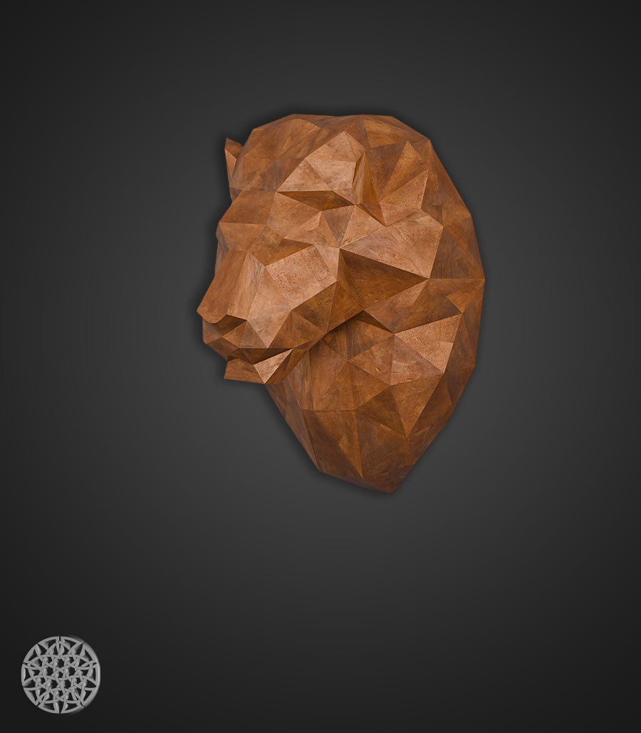 Trophée Mural Lion en Acier Corten – Design Low Poly & Polygone