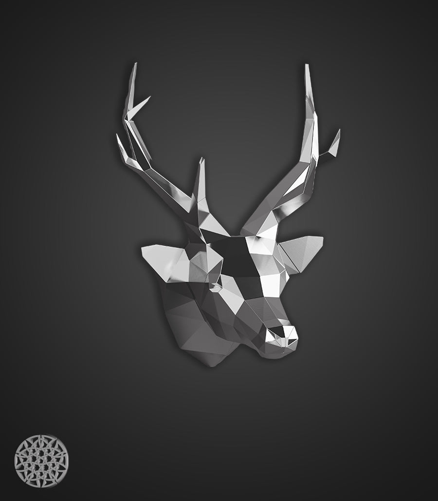 Sculpture Métallique Murale Cerf en Inox – Élégance et Design Géométrique