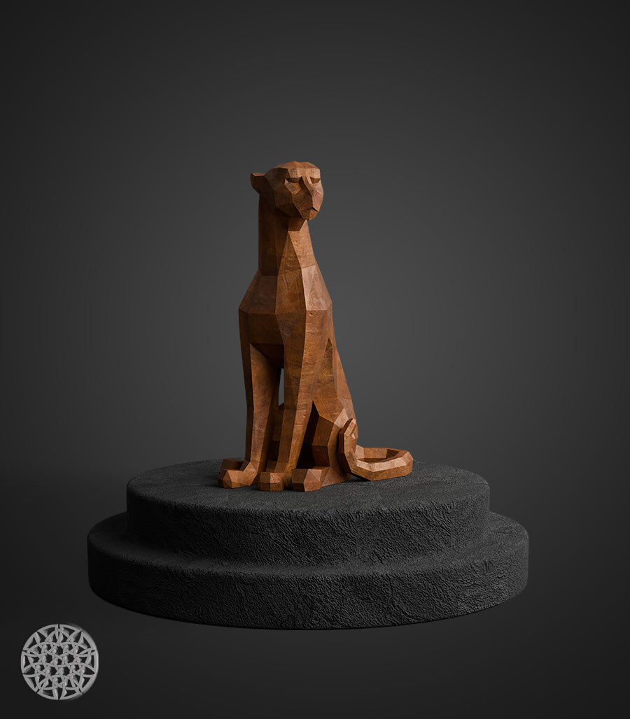 Sculpture Métallique Guépard en Acier Corten