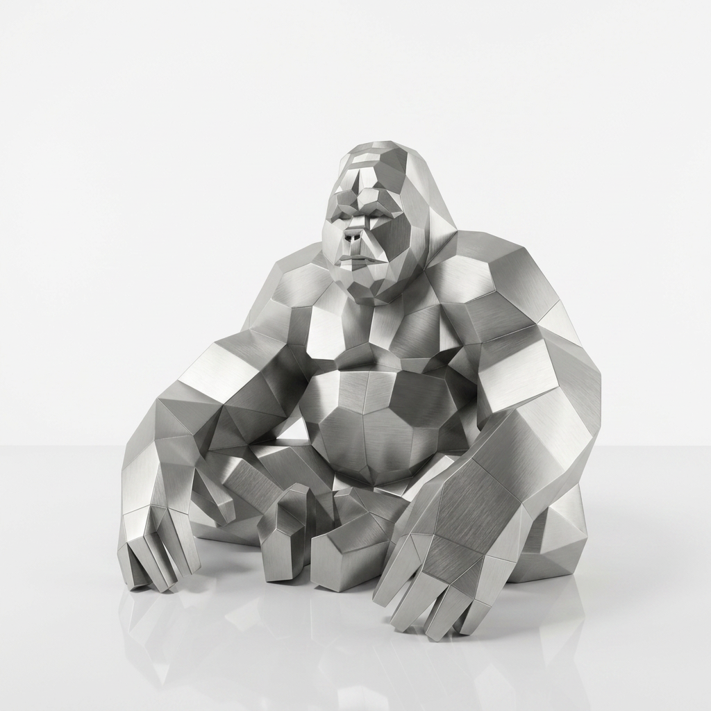 Grande Sculpture Gorille Assis Facettée