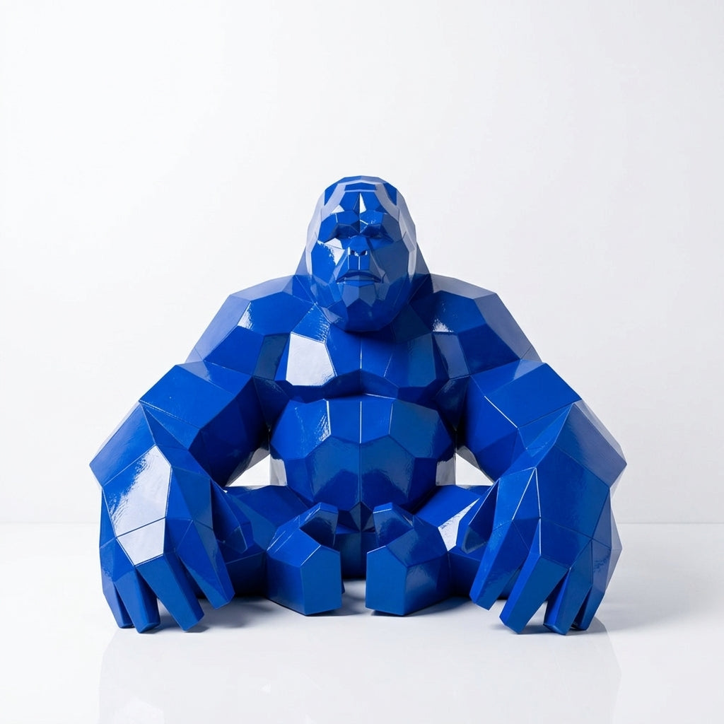 Grande Sculpture Gorille Assis Facettée