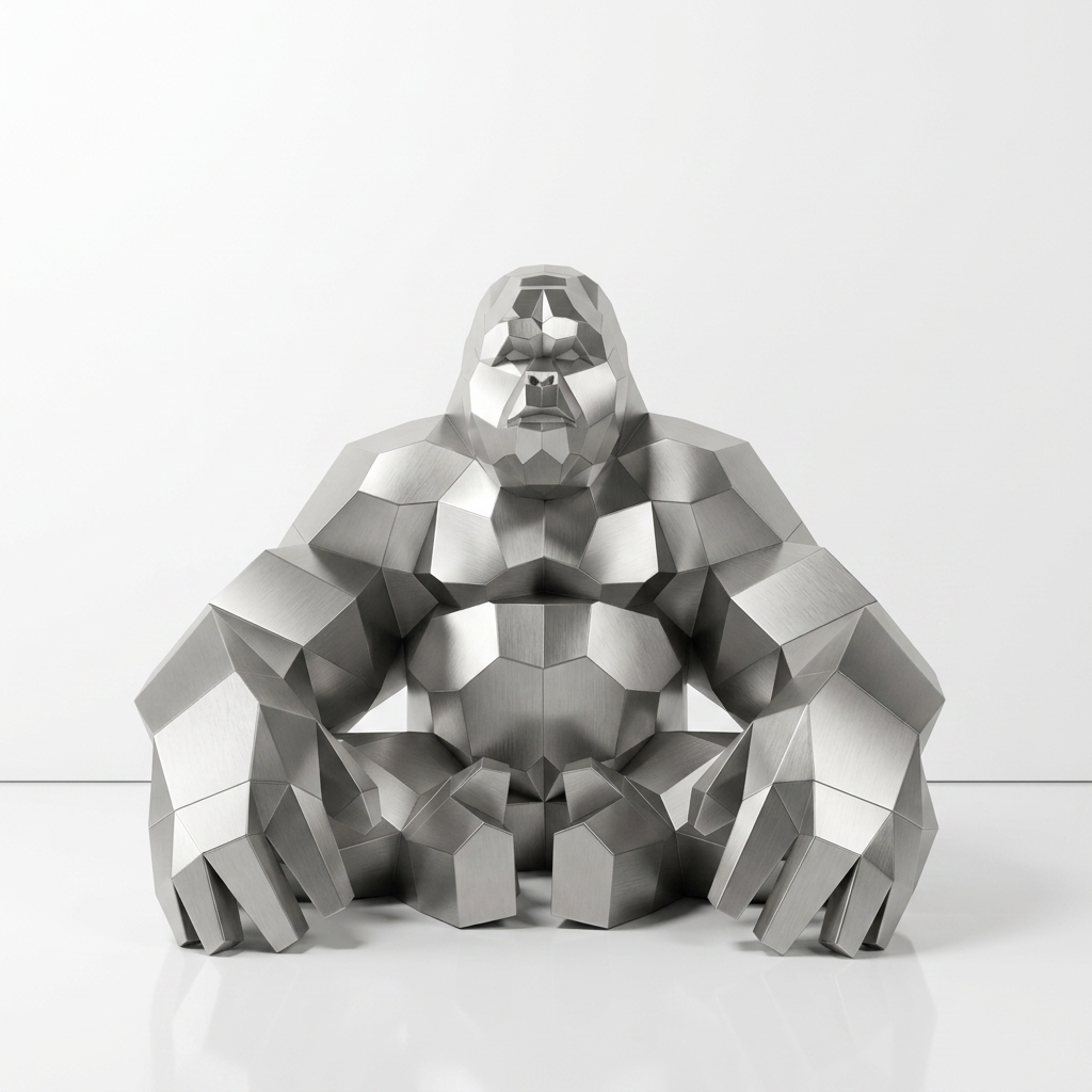 Grande Sculpture Gorille Assis Facettée