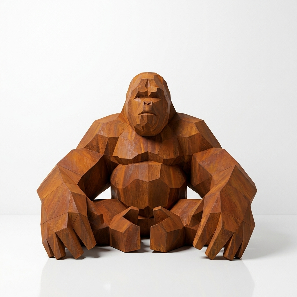 Grande Sculpture Gorille Assis Facettée