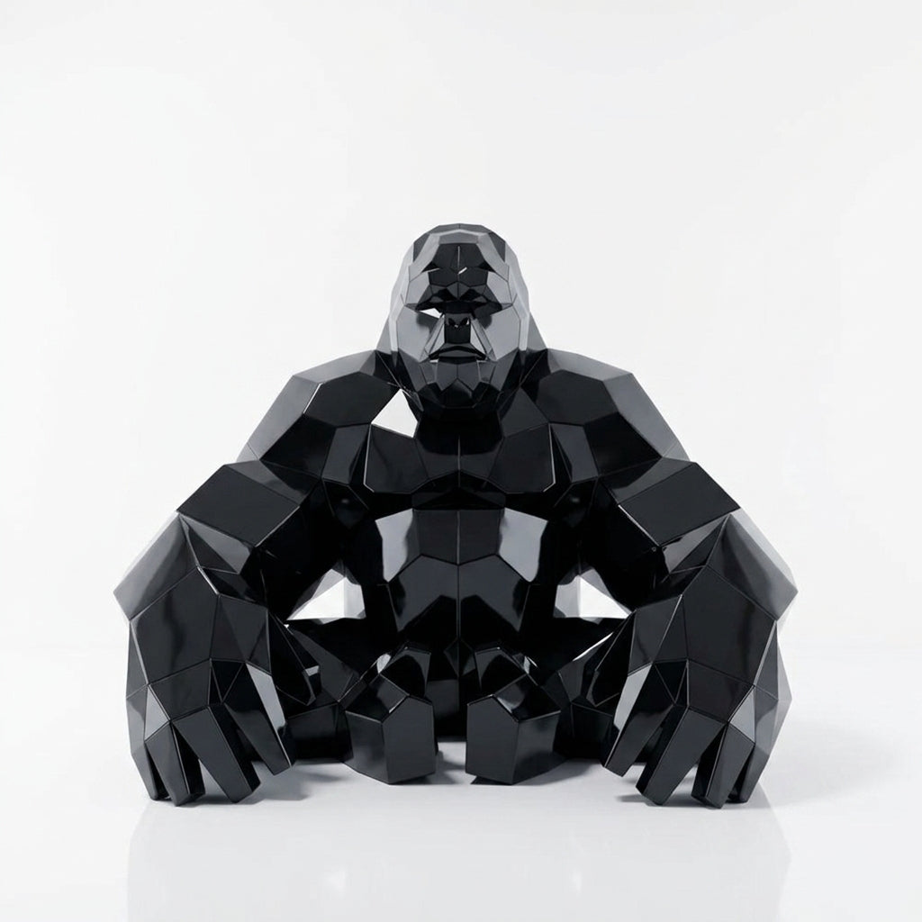 Grande Sculpture Gorille Assis Facettée