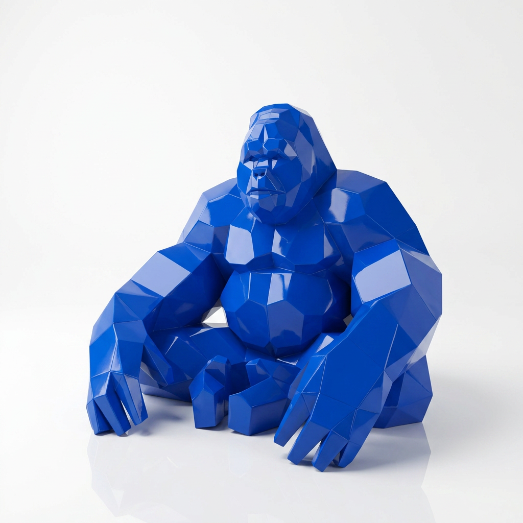 Grande Sculpture Gorille Assis Facettée
