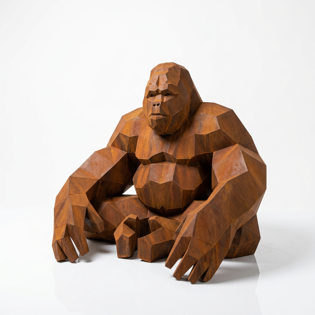 Grande Sculpture Gorille Assis Facettée