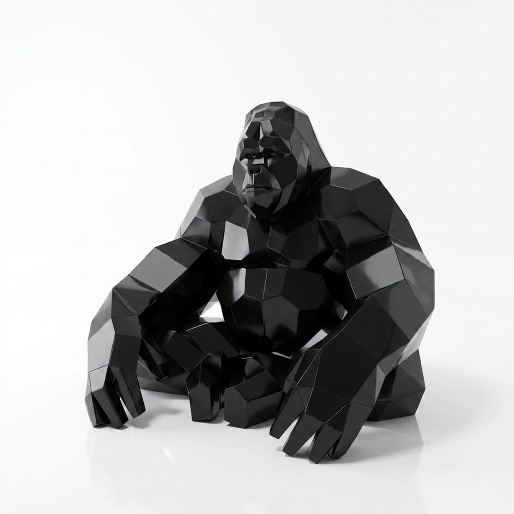 Grande Sculpture Gorille Assis Facettée