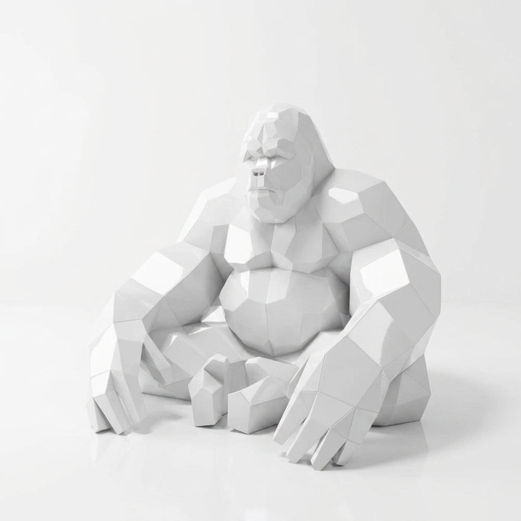 Grande Sculpture Gorille Assis Facettée