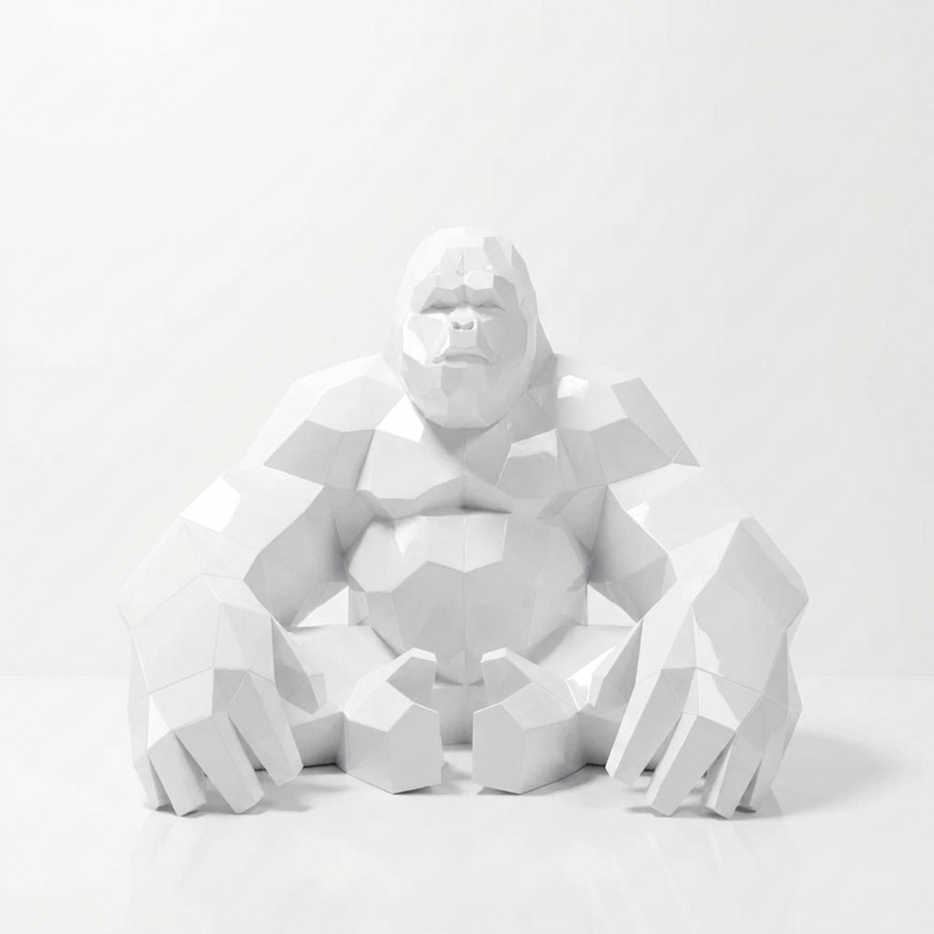 Grande Sculpture Gorille Assis Facettée