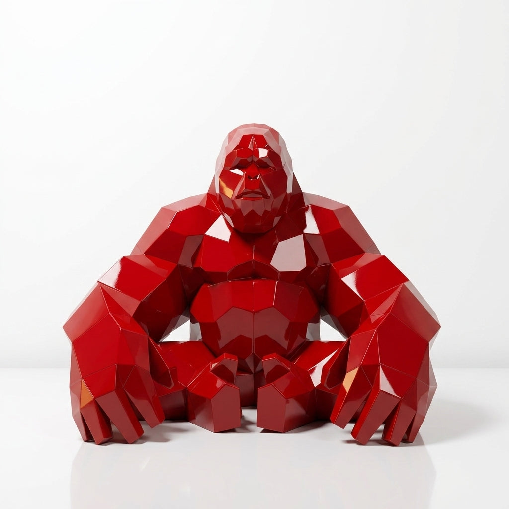 Grande Sculpture Gorille Assis Facettée