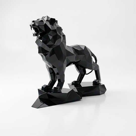 Sculpture Lion Majestueux Facettée