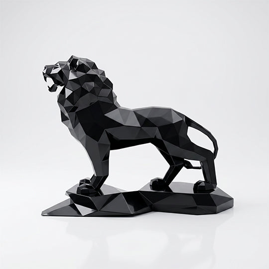 Sculpture Lion Majestueux Facettée