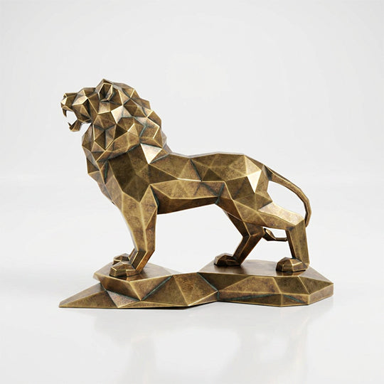 Sculpture Lion Majestueux Facettée