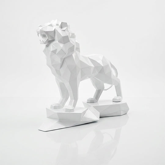 Sculpture Lion Majestueux Facettée