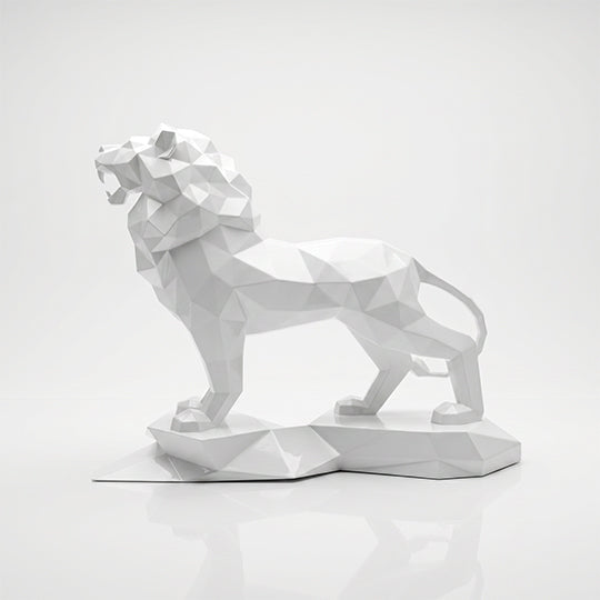 Sculpture Lion Majestueux Facettée