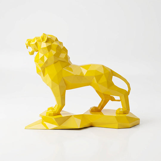 Sculpture Lion Majestueux Facettée