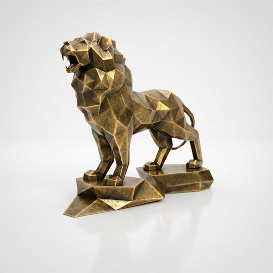 Sculpture Lion Majestueux Facettée