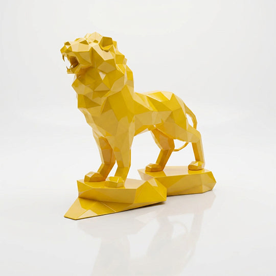 Sculpture Lion Majestueux Facettée