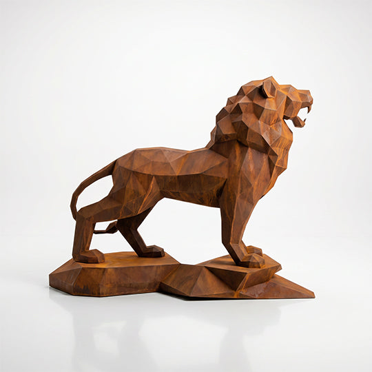 Sculpture Lion Majestueux Facettée
