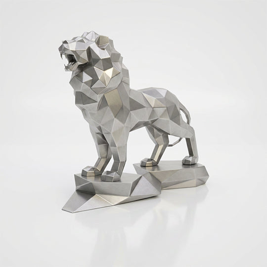 Sculpture Lion Majestueux Facettée