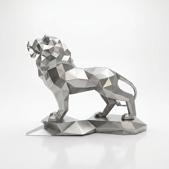 Sculpture Lion Majestueux Facettée