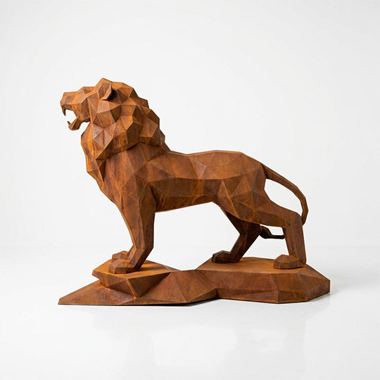 Sculpture Lion Majestueux Facettée