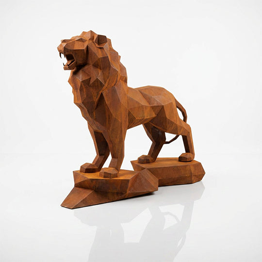 Sculpture Lion Majestueux Facettée