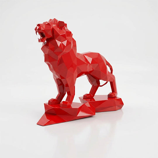 Sculpture Lion Majestueux Facettée