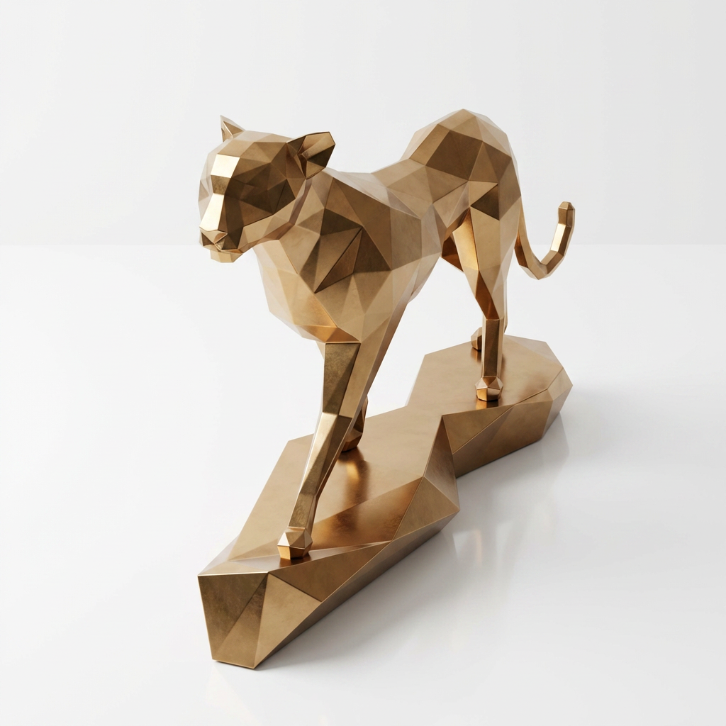 Grande Sculpture origami panthère