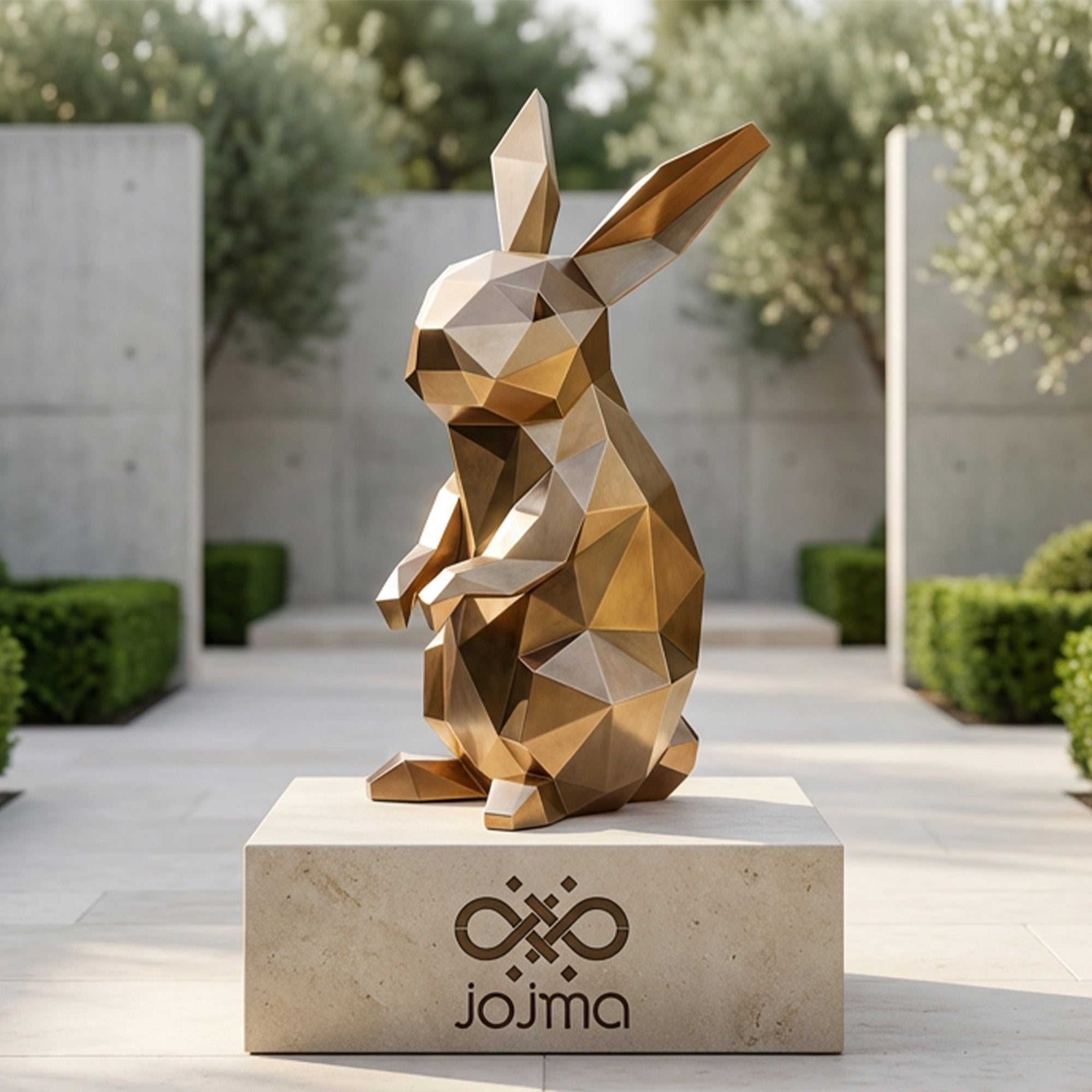 Sculpture lapin en origami En Inox Effet Bronze