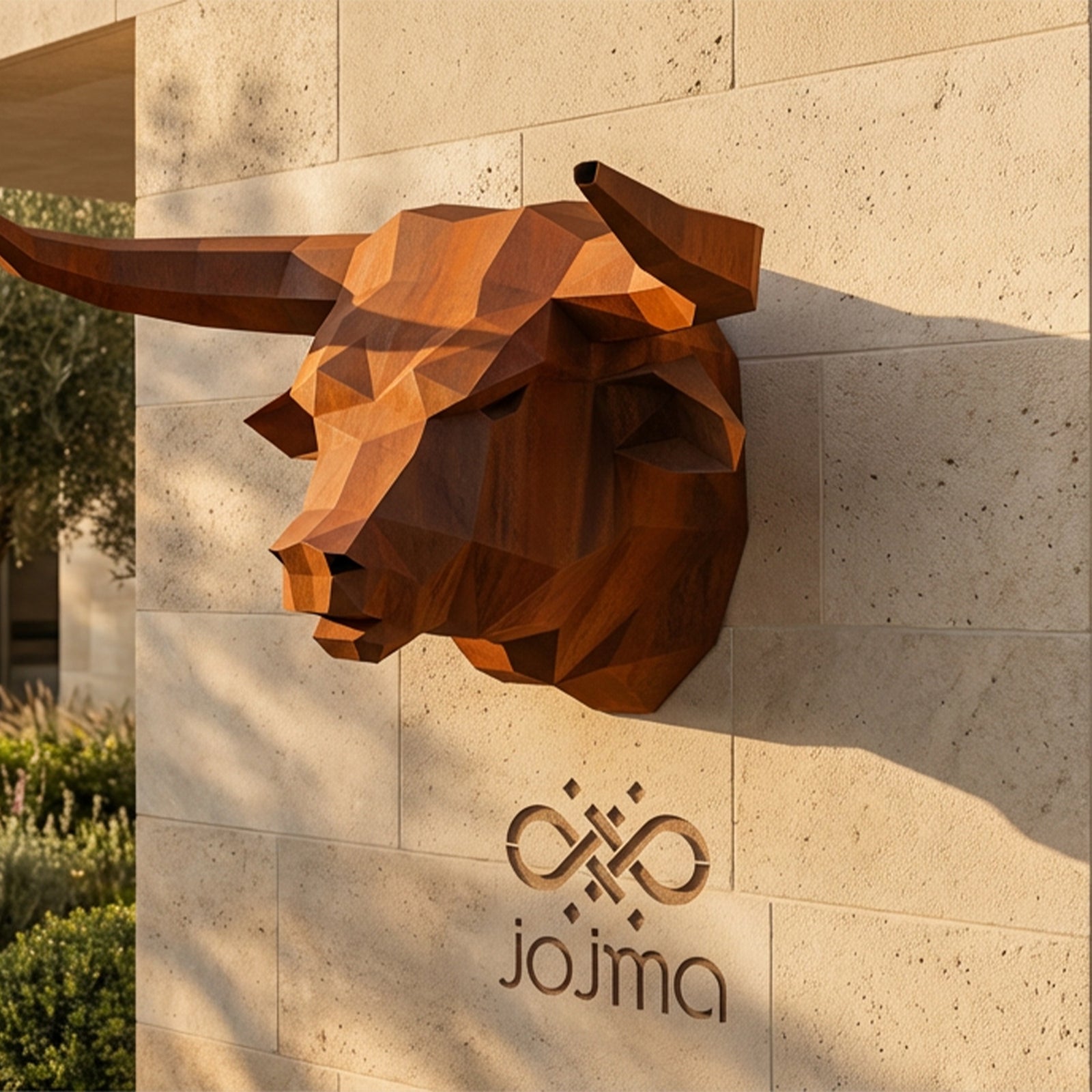 Sculpture tête de taureau polygone