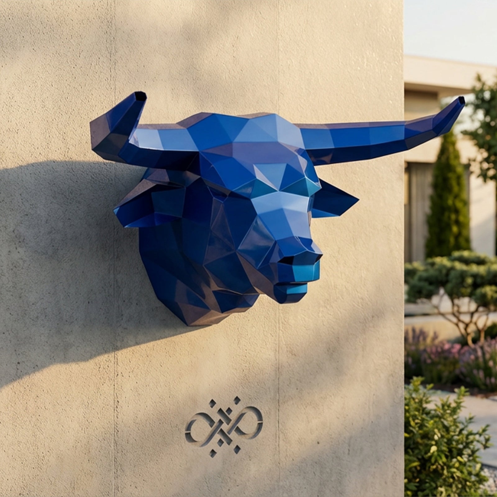 Sculpture tête de taureau polygone