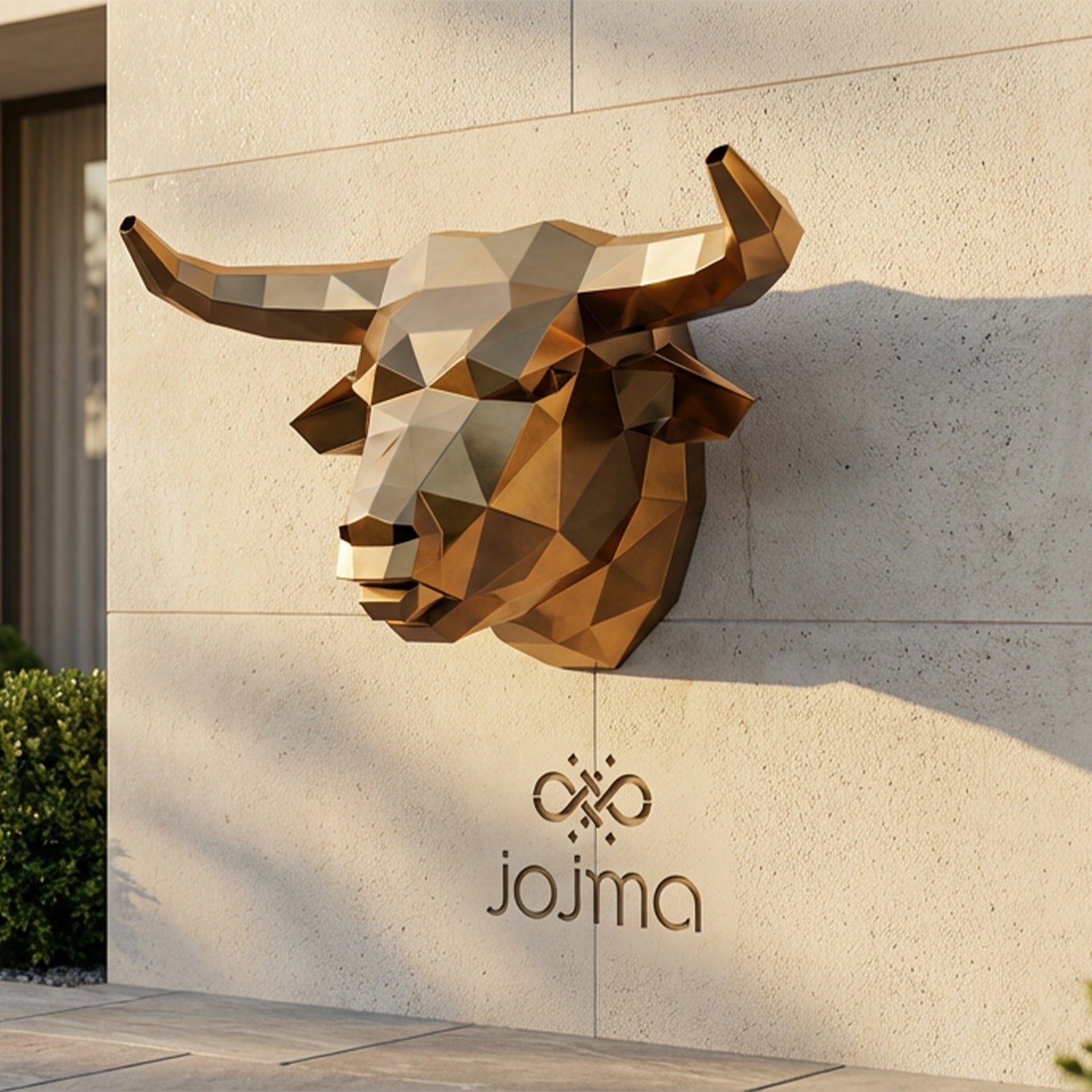 Sculpture tête de taureau polygone