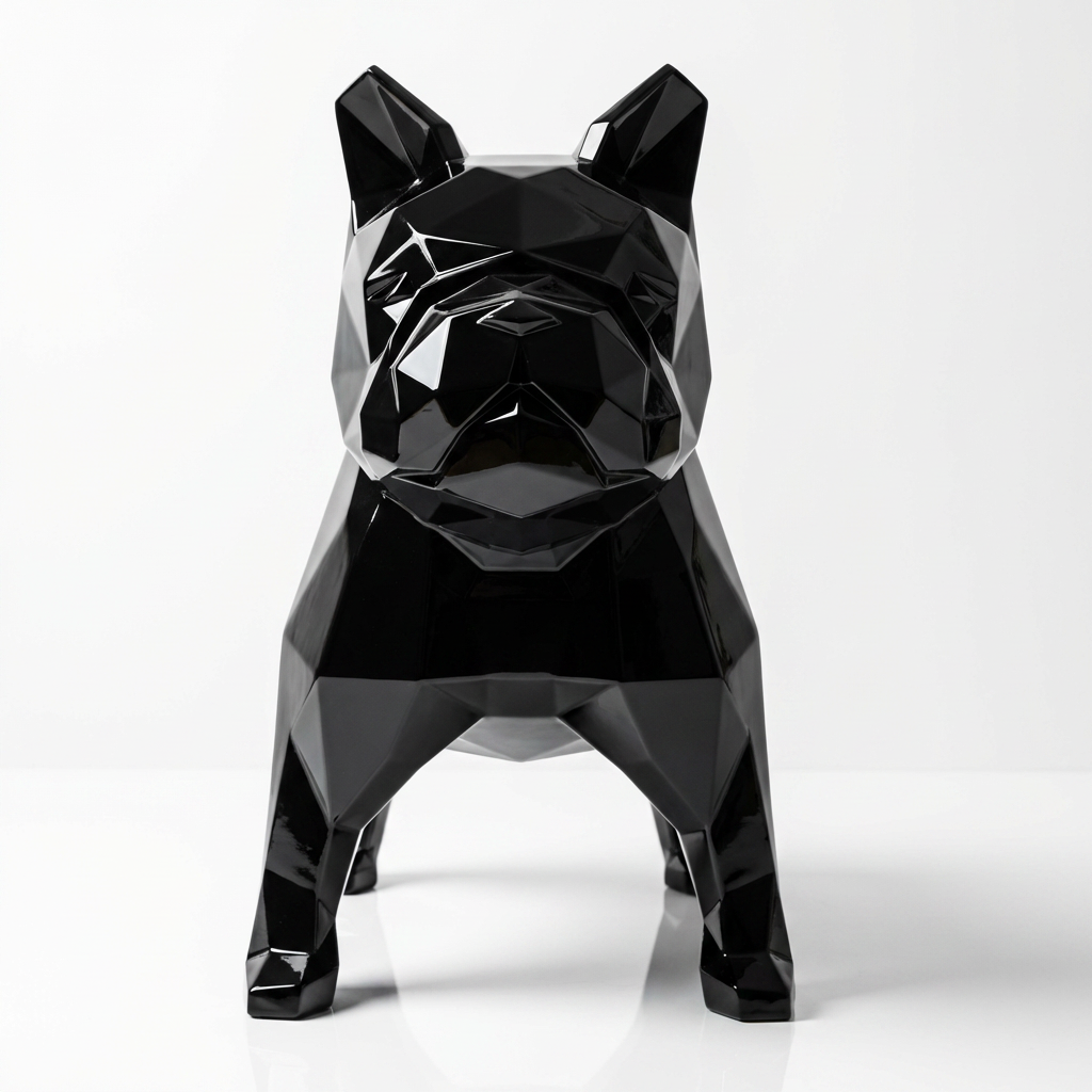 Sculpture Bulldog Origami  En Résine