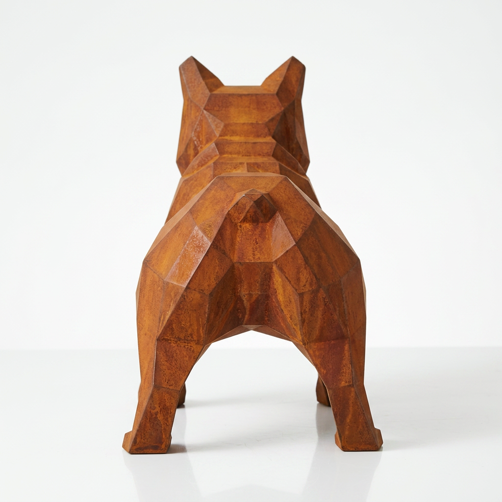 Sculpture Bulldog Origami En Corten