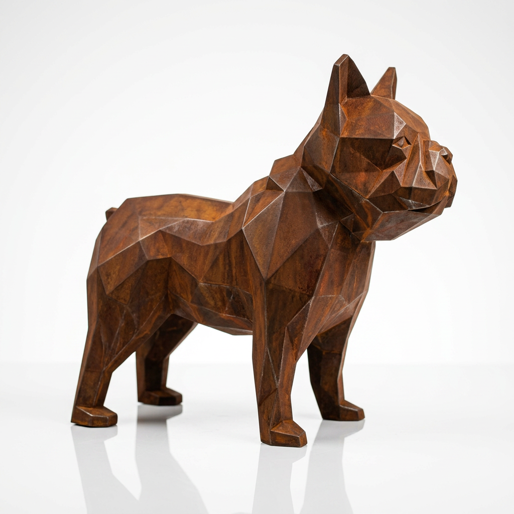Sculpture Bulldog Origami En Corten