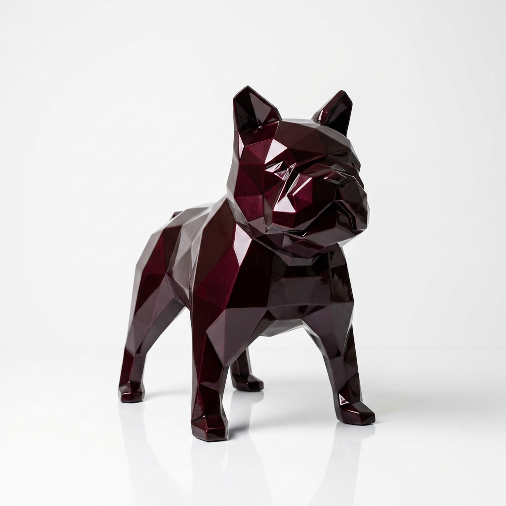 Sculpture Bulldog Origami  En Résine