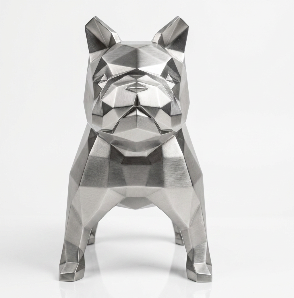 Sculpture Bulldog Origami  En Inox