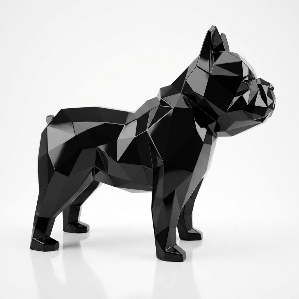 Sculpture Bulldog Origami  En Résine
