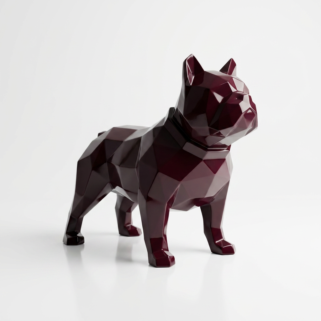 Sculpture Bulldog Origami  En Résine