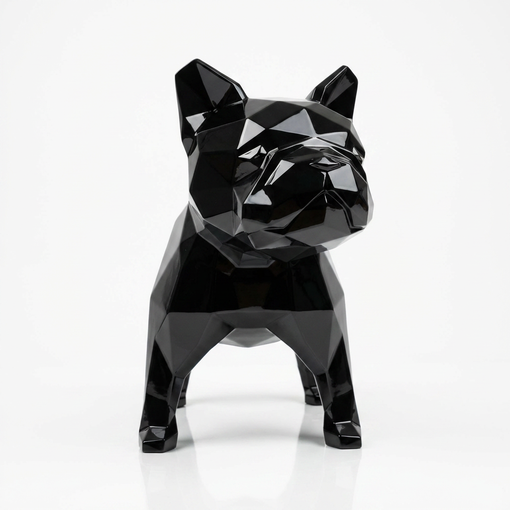 Sculpture Bulldog Origami  En Résine