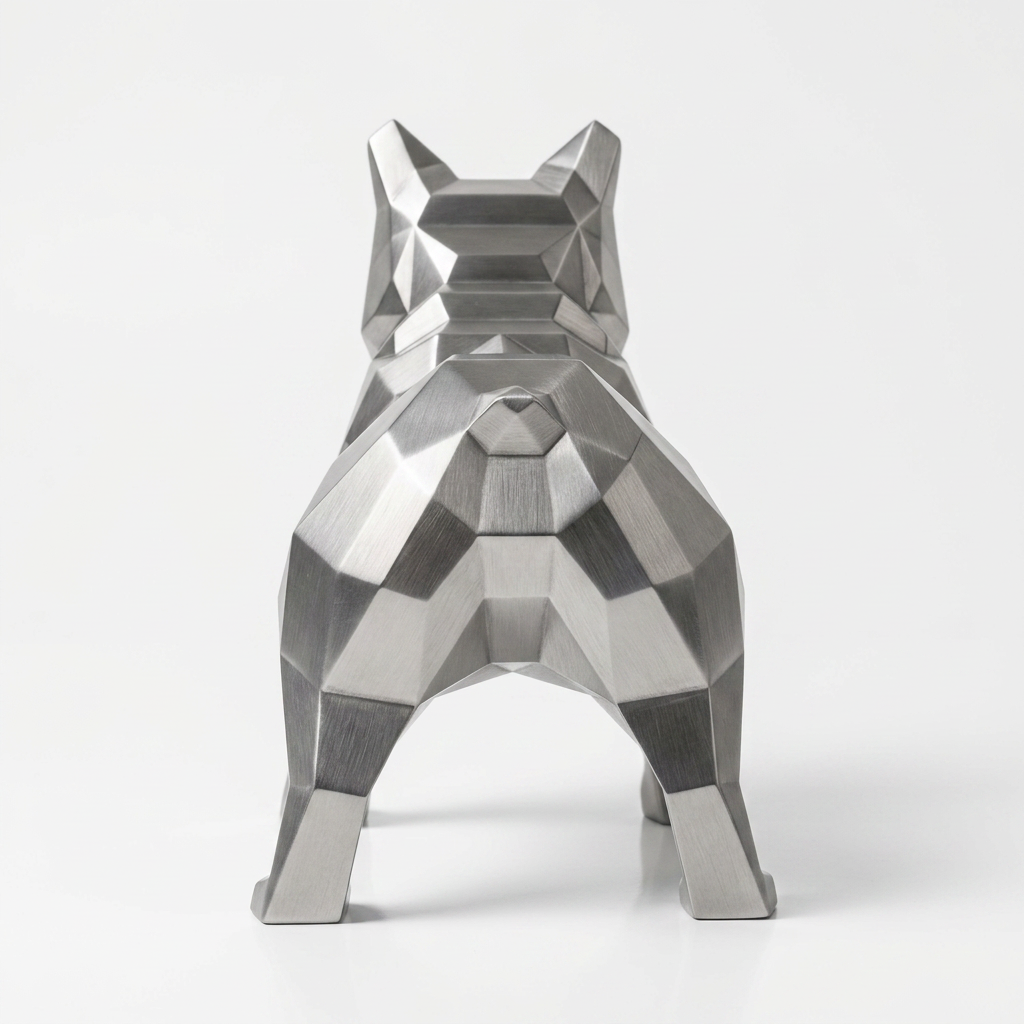 Sculpture Bulldog Origami  En Inox